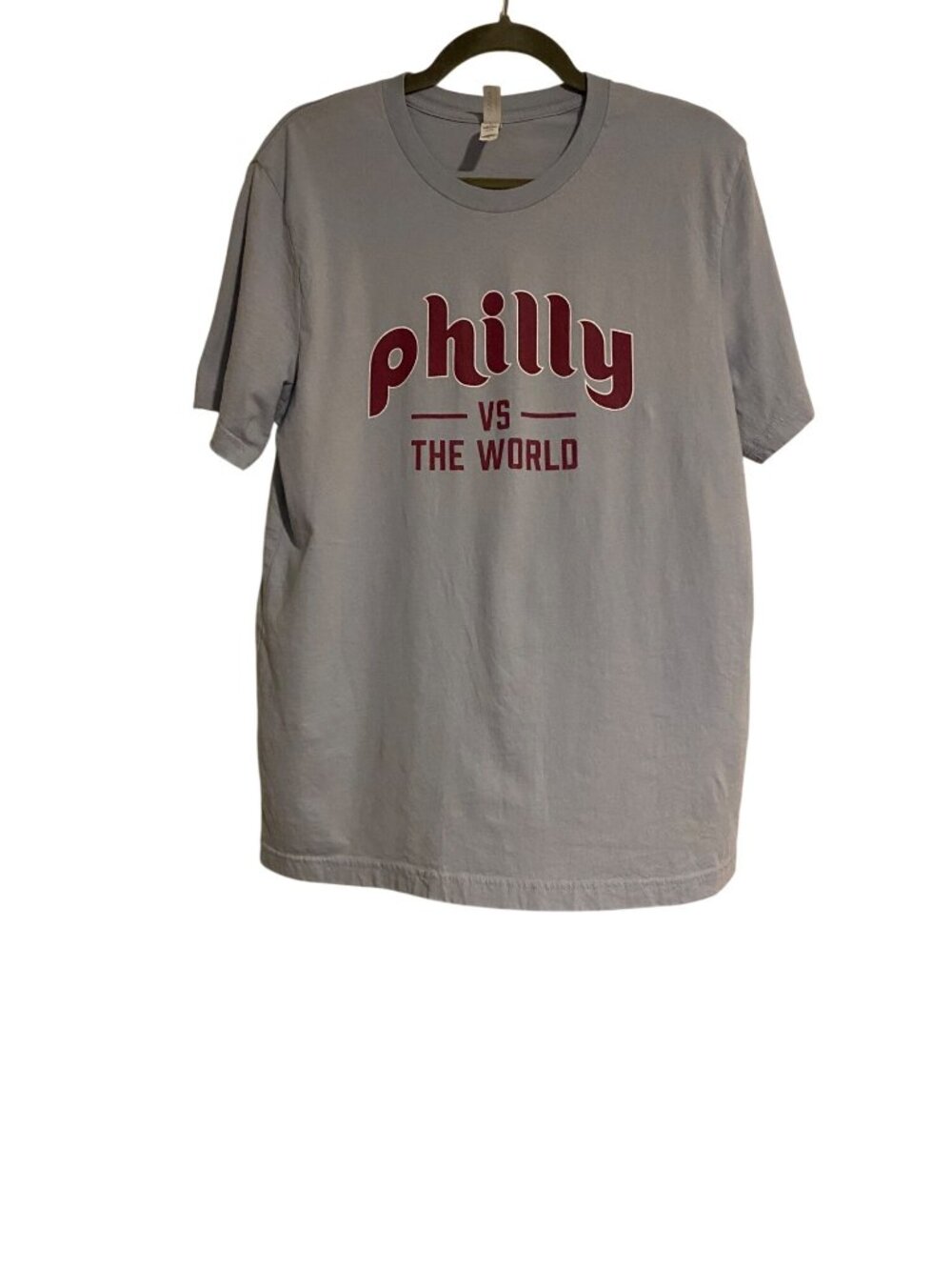 Bella Canvas Women's Large Gray Maroon T Shirt Philly Vs The World Tee Top